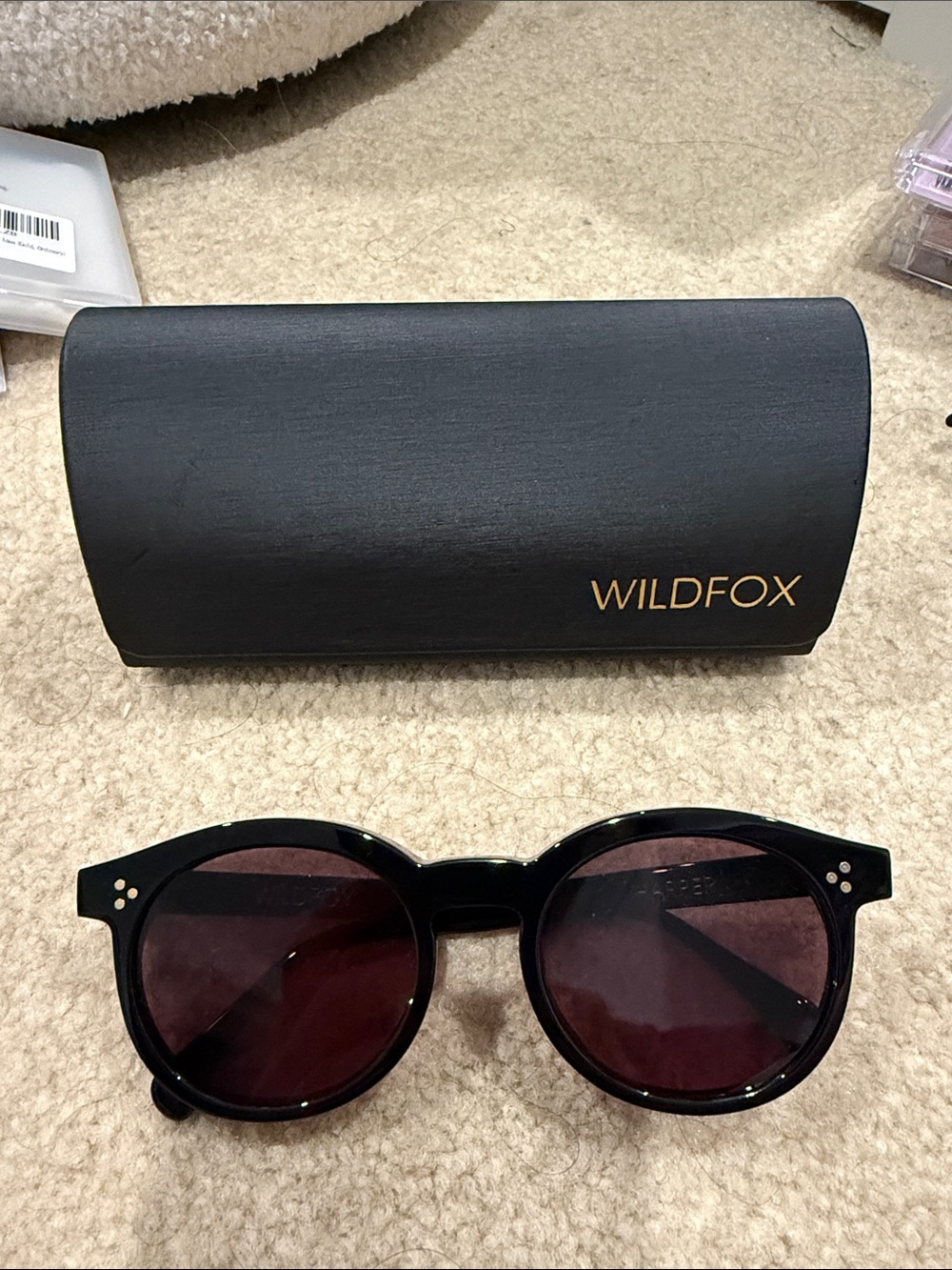Wildfox Black Sunglasses with Dark Burgundy Lenses